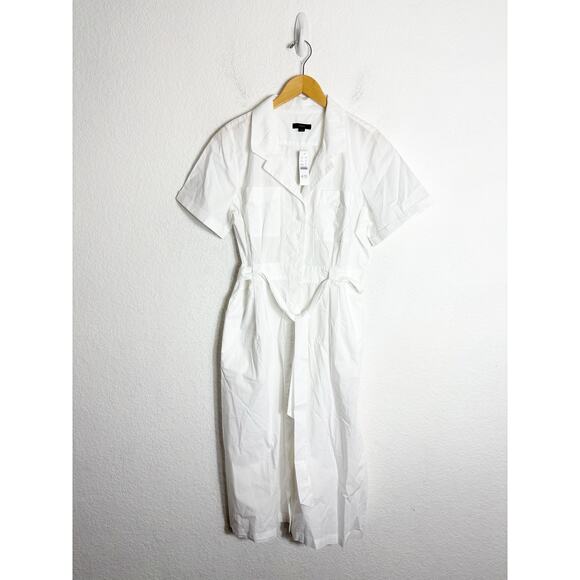 NWT J. Crew Patch-Pocket Cotton White Poplin Shirtdress Size 14 Lightweight - Picture 3 of 14